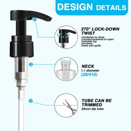20-Pack Shampoo Pumps for Liter 33.8 oz Shampoo and Conditioner, Pump Dispenser Fits Most Salon Bottles with 1-inch Wide Opening, Black & White Replacement Pump for Soft Hair Products, Body Wash