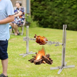 XUANIIIL 53" Electric BBQ Rotisserie Grill Kit, 88 lbs Capacity Heavy Duty Grilling Kit, 20W Motor, Height Adjustable Universal Roaster Stand, Stainless Steel Spit Rod for Pig Lamb Chicken