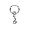 PIERCINGLINE Titanium Ball Closure Ring | Two Crystals | BCR