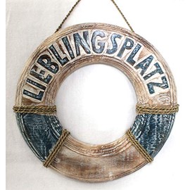 Wooden Life Buoy for Decoration 39 cm Favourite Place