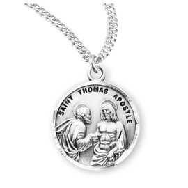 Saint Thomas the Apostle Round Sterling Silver Medal Pendant