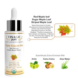 Visage Pure Triple Elastin Pro - Skin Firming Elastin Boost Face Serum - Contains "GCGs" That Increases the Skin's Elastin and Elasticity - USDA Organic - Physician Formulated - Research Supported