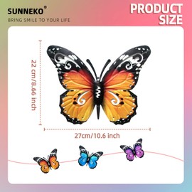 SUNNEKO 3 Pieces Metal Butterflies Wall Decoration Wall Decoration Butterfly Garden Decoration Living Room Garden Decoration Wall Decoration Sculpture Statues Home Decorations