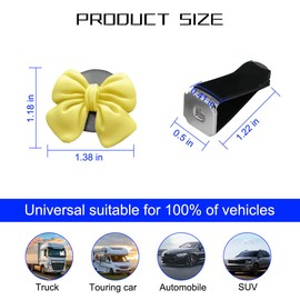 BELOMI Car Vent Clips, 6PCS Bow Auto Air Conditioning Outlet Clamps, Cute Coquette Ventilation Vehicle Interior Decoration Charm for Women Girl, Universal Automotive Accessories(Yellow)