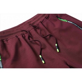 JustSun Men's Shorts, Sports Shorts, Cotton Stretch Fabric with Zip, red