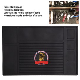 CUEI Barber Organizer Mat, Professional Flexible Anti Slip Magnetic Countertop Silicone Station Mat for Hair Clippers, Trimmer, Scissors, Salon Barbershop Work (17.7x11.8in)