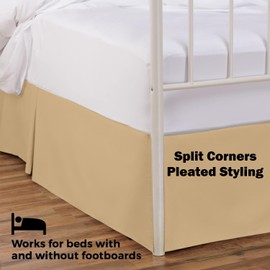 Bedskirts King Size – 100% Natural Cotton 800TC Split Corner Taupe King Bedskirt 16 inch Drop – Center & Corner Pleats (Taupe, King 16" Drop)