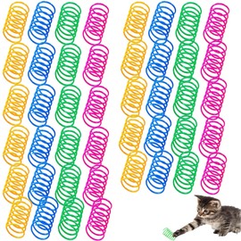 JCKD Pack of 40 Cat Spring Toy, Plastic Spiral Spring, Spiral Cat Toy, Toy Spiral Spring, Novelty Pet Toy, Colourful Spiral Spring, Cat Spring Spiral
