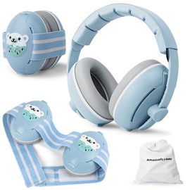 JESWO 2 en 1 Orejeras Contra Ruido para Niños/Bebés, Audifonos Bloquea Sonido con Diadema Elástica Ajustable, Diseño de Esponja y Cancelación de Ruido Hasta 50db, Audifonos Antiruido de Viajar Dormido