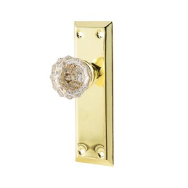 newliplace 2 Pack Vintage Single Sided Crystal Dummy Door Knobs Interior, Antique Long Plate Glass Dummy Door Knobs in Polished Brass/Gold