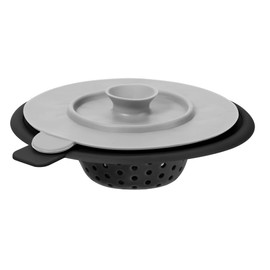 OGGI Silicone Sink Strainer & Stopper Set- Great Kitchen Sink Strainer, Silicone Drain Stopper, Sink Drain Strainer, Sink Plug 4.6˝ Diameter Rim, Black