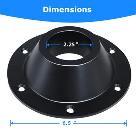 2 Pack RV Table Base Mount,Camper Aluminum Standard RV Pedestal Table Leg Base Flange,Floor Mounting Bracket Flush Plate with 6 Installing Holes,Include Screws,Black