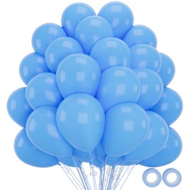 Moukiween Light Blue Balloons 12 inch - 70 pcs Light Blue Latex Balloons for Wedding Graduation Baby Shower Birthday Blue Theme Party Decorations