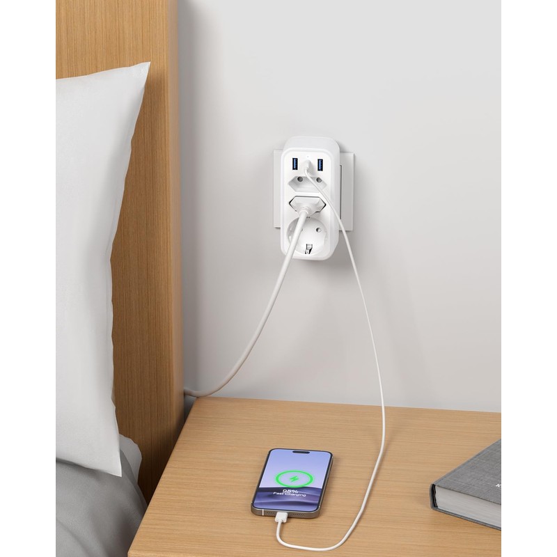 6 in 1 Multiple Socket Adapter, STGAROT Triple Multiple Plug