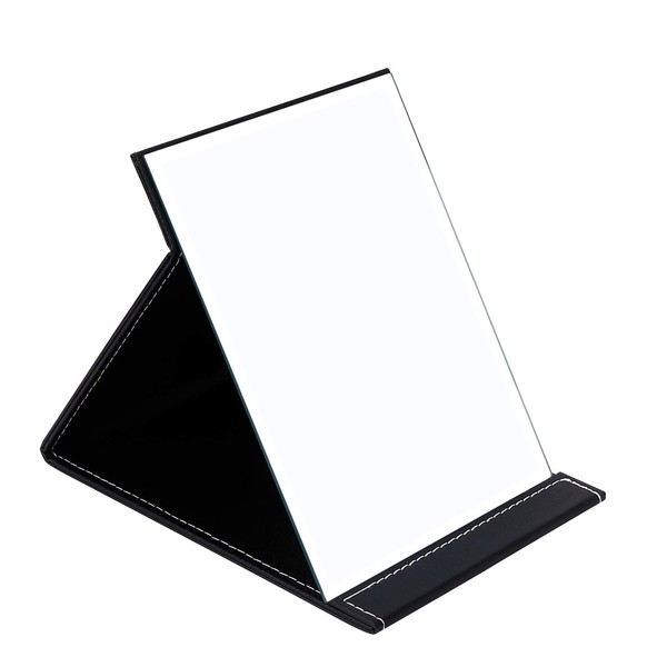 DUcare Leather Craft Makeup Mirror Free Standing Super HD Large Compact Mirror 6 * 8 inch - Black