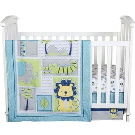Trend Lab Jungle Roar Breathable 4-Piece Baby Nursery Crib Bedding Set, Includes Quilt, 2 Fitted Crib Sheets, and Crib Skirt