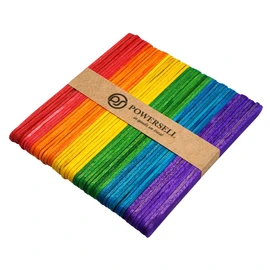 50 Pieces Wooden Sticks Colorful Language Ice Shadow DIY Creativity Decoration DIY Popsicle Wood Lollipop (Colorful, Small)