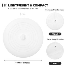 Tub Stopper 2 Pack,Bathtub Drain Stopper,6 inches Bathtub Tub Drain Cover Stopper,Silicone Drain Plug Plug,Kitchen Bathroom Hair Water Shower Stopper,Large Bathroom Laundry Accessories (White/White)