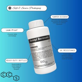 CCS CONSOLIDATED CHEMICAL & SOLVENTS Benzyl Benzoate - USP Grade Perfect for Cosmetics, Hair & Scalp Products | Made in USA - 250mL (8 Fl Oz)