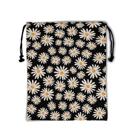 Gymnastics Grip Bag for Gymnasts Gymnastic Drawstring Bag Gym Athlete Bag, Black White Daisy, 9.25" x 12", Classic