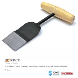 zikimed Horse Hoof Chisel Steel 55 x 100 mm Blade, Black Color Coated and Wooden Handle