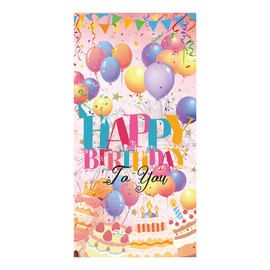 Large Happy Birthday Backdrop Banner Sign for Girls, Vertical Colorful Happy Birthday Banner Door Cover Porch Sign for Kids, Party Supply Indoor Outdoor Yard（71 * 35 in）