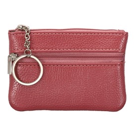 PATIKIL 4,5" x 3" Münzbeutel Geldbörse, Lederwechselbörsen Kleine Organizer-Taschen mit Reißverschluss Schlüsselring für Frauen Männer Zuhause, Dunkelrosa