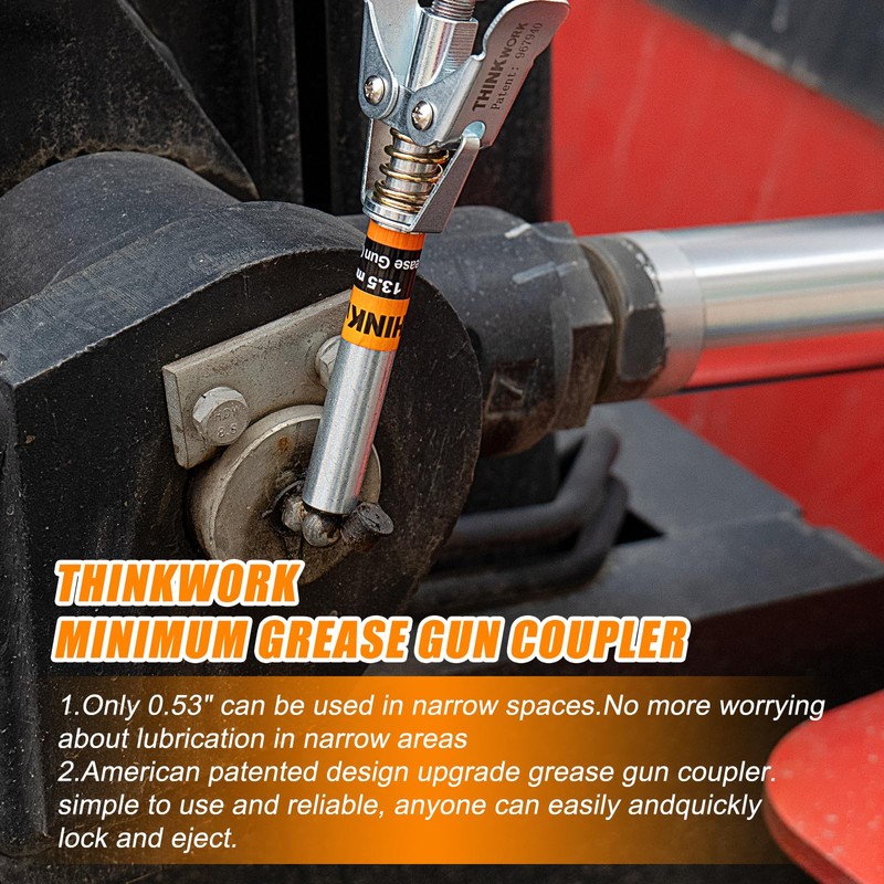 THINKWORK Grease Gun Coupler Set, Double Handle Extra Reach Strong