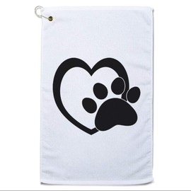 Style In Print Golf Towel Heart Paw A Pets Dogs Cotton Bag Accessories White Design Only