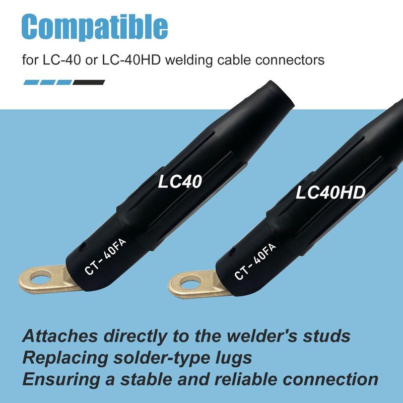 2PCS CT-40FA Welding Terminal Connector, Welding Lug Connector Adapter, for