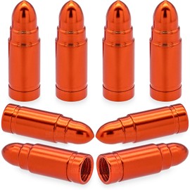MEAJOO 8PCS Bullet Tire Valve Stem Caps, Anodized Aluminum with Rubber O-Ring Air Leakproof Valve Caps Cover, Universal for Cars, SUVs, Bikes, Trucks and Motorcycles (Orange)