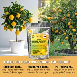 Gardenera Premium Citrus Fertilizer + Vital Micronutrients - Perfect Balanced NPK for All Citrus - for Indoor and Outdoor Plants - Orange, Lime, Avocado and Lemon Tree Fertilizer - 5 QUARTS