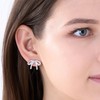 Silver Sparkly Bow Earrings for Women - Silver Bow Earrings