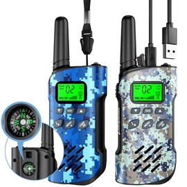 Inspireyes Walkie Talkies para niños recargables, juguetes para niños y niñas, paquete de 2 radios bidireccionales de largo alcance, regalos de cumple