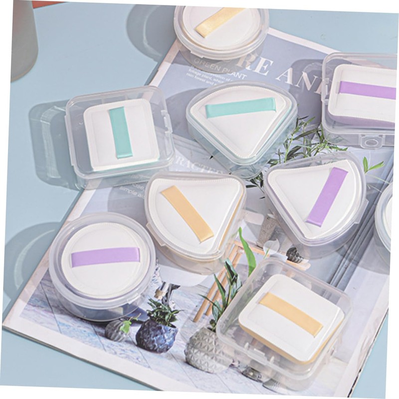 WOONEKY 12 pcs Makeup Puff Holder Triangular Round Rectangular Powder