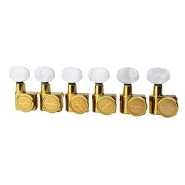 Guyker 6 In-line Guitar Locking Tuners – 1:18 Lock String Tuning Key Pegs Machine Heads for Folk Classical Acoustic Electric Guitar – Pearl Buttons, Golden