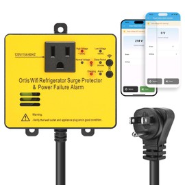 Wi-Fi Smart Power Failure Alarm with Surge Protector, Remotely Monitor and Control Your Refrigerator Via App, Ensuring The Safety of Refrigerator and Food Stored Inside, Yellow