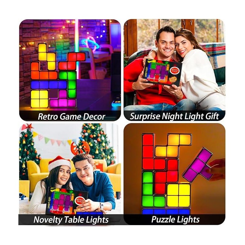 Tetris Puzzle LED Table Lamp Retro Style Jigsaw Stackable Lamp,