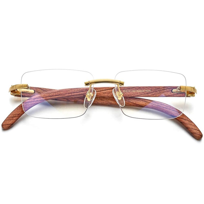 HEPIDEM Wood Handmade Glasses Square Rimless Luxury Eyeglasses 0816 (Real
