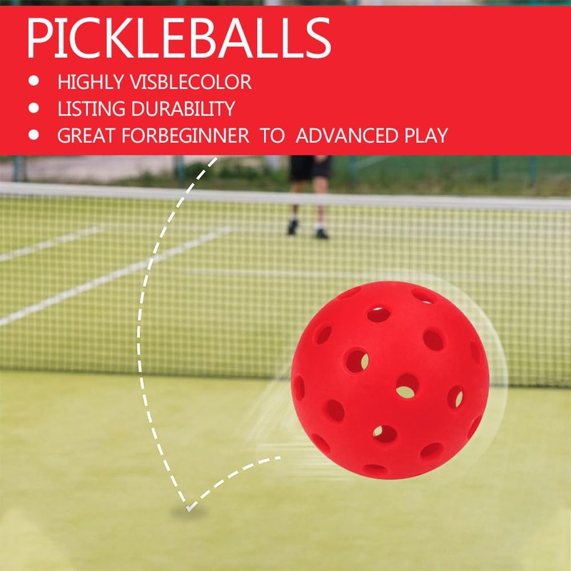 24 Pack Pickleball Balls, 40 Holes Outdoor Pickleballs, High Elasticity