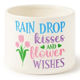 WATINC Spring Candy Dish Cauldron Mini Ceramic Bowl, Wishes Candy Cane Tiered Tray Decor, Heart Snack Sweets Table Shelf Accents Gift for Farmhouse Home Kitchen (Rain Drop Kisses and Flower Wishes)