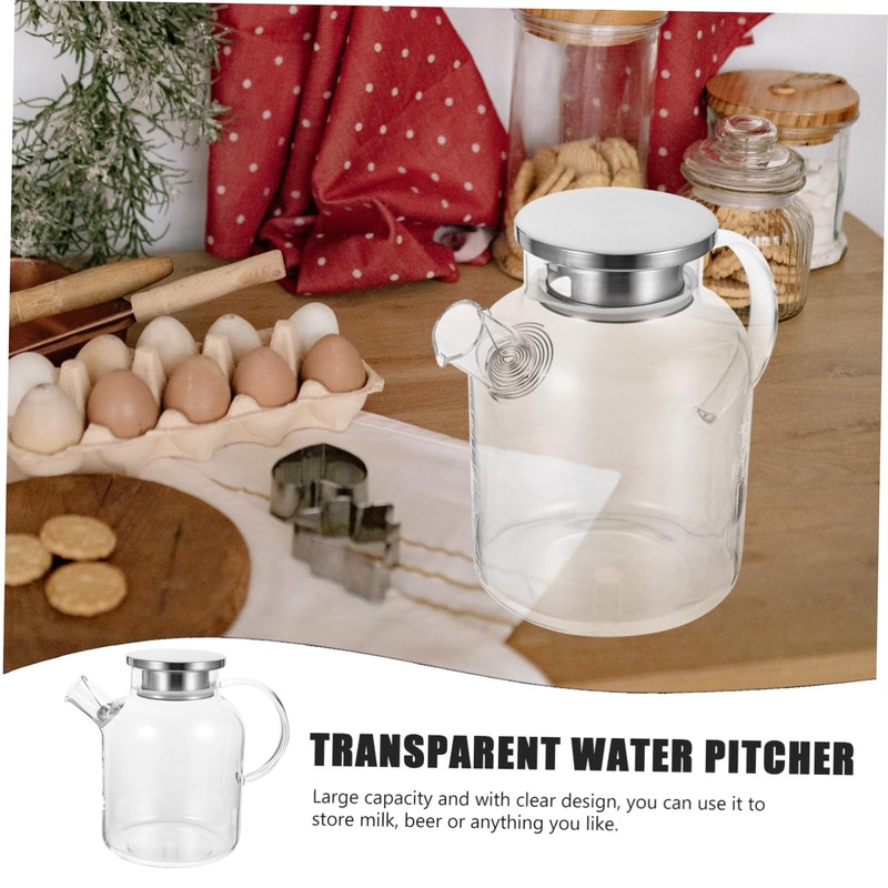 Ciieeo Transparent Glass Water Pitcher Kitchen Juice Pot with Ergonomic