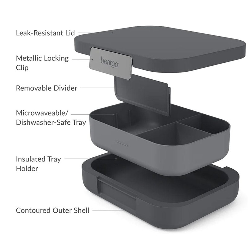 Bentgo Modern Leak Resistant Bento Lunchbox, Dark Grey