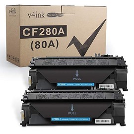 V4INK 2-Pack Compatible Toner Cartridge Replacement for HP 80A CF280A Toner Cartridge Black Ink for use in HP Pro 400 M401N M401DN M401DNE M401DW, HP LJ Pro 400 MFP M425DN M425DW Printer