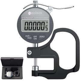 Neoteck Portable Digital Thickness Gauge 0-12.7 mm Measuring Range 0.001/0.00005 Inch Electronic Micrometer Inch/Metric Electronic Percentage Thickness Gauge with Precise LCD Display