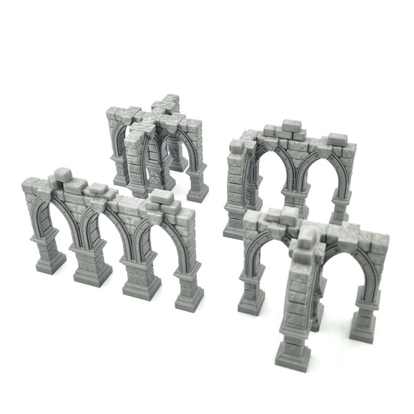 QP3D Battle Ruined Building Pillars Wall, Terrain Scenery for Tabletop