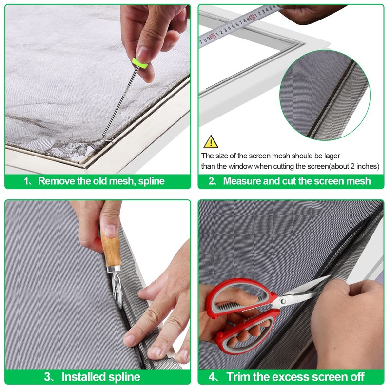 QWR Pet Proof Window Screen Replacement Kit, 48"x118" Durable High