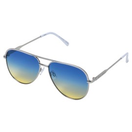 Rocawear Women's R3406 Metal Uv400 Protective Flat Lens Aviator Pilot Sunglasses. Gifts Flair, 59 Mm, Silver & White