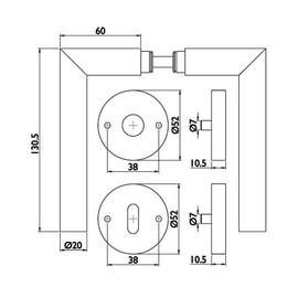 FELGNER Como II Door Handle Set for Deadlock, High-Quality Modern Door Fitting, Door Handles, Door Handles, for Interior Doors, Room Doors, with Rosettes and Keys, Matte Stainless Steel