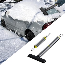 CHRYMUM Ice Scrapers for Car Windshield, Ice Scraper with Detachable Window Squeegee, Car Scraper Brush for Ice and Snow Scraper, Universal Winter Car Accessories for Cars, Trucks, Suvs